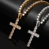 Hiphop Copper Jewelry Fully Iced Out Cross Pendant Necklaces QK-101122