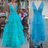 Party Night Sexy Women Deep V-Neck Mesh Cake Sleeveless Club Dresses SC117889