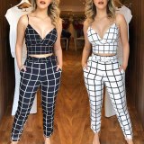 Sexy Suspender V-neck Plaid Bodysuit Bodysuits SC806879