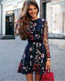 Sweet Print Design Lady O-Neck Sexy Mesh Dress Dresses 62031