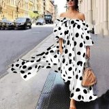 Sexy Women Print Dot Bandage Off Shoulder Beach Dresses SC203445