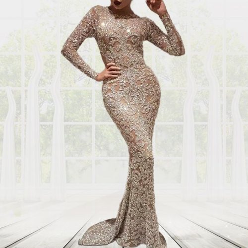 Sexy Long Sleeve Sequined Evening Dress Dresses SC204354