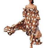 Sexy Women Print Dot Bandage Off Shoulder Beach Dresses SC203445