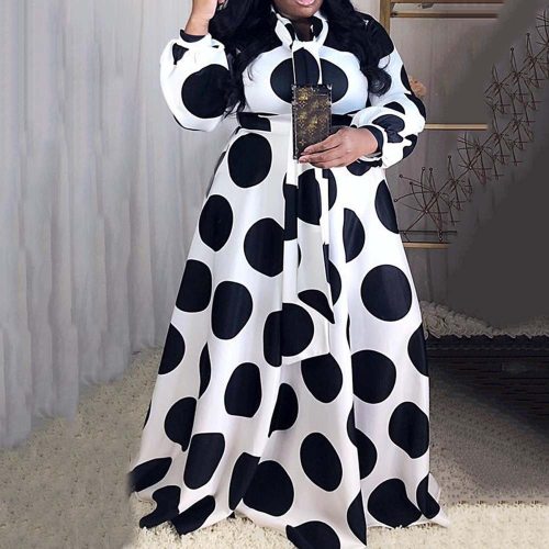 New Spring Polka Dot Print Dress Women Long Sleeve 82087081