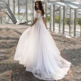 White Mesh Long Maxi Dress Women Off the Shoulder Lace Dresses sc805162