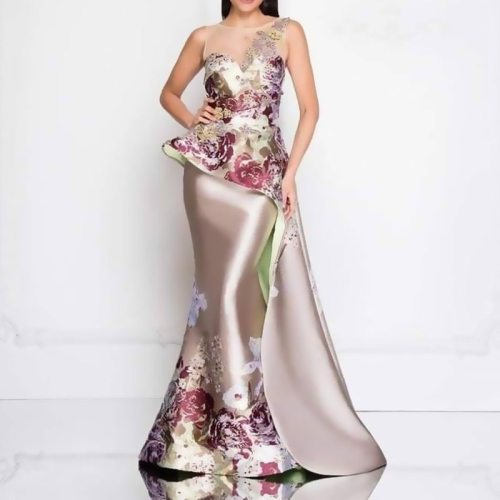 Elegant Formal Gown O-Neck Flowers Mother of The Bride Dresses SC201324