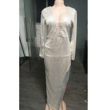 Sexy Deep V Long Sleeve Dresses S1990101