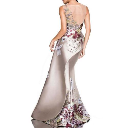 Elegant Formal Gown O-Neck Flowers Mother of The Bride Dresses SC201324