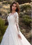 Lace Women's Long-Sleeved One-Shoulder White Bridal Dresses SC880112