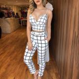 Sexy Suspender V-neck Plaid Bodysuit Bodysuits SC806879