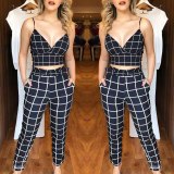 Sexy Suspender V-neck Plaid Bodysuit Bodysuits SC806879
