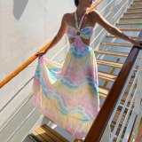 Women Long Maxi Dress Sleeveless Flower Printed Dresses SC211324