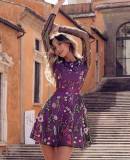 Sweet Print Design Lady O-Neck Sexy Mesh Dress Dresses 62031