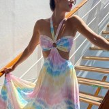 Women Long Maxi Dress Sleeveless Flower Printed Dresses SC211324