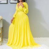 Sexy Yellow Women Loose Long Dresses SC203344