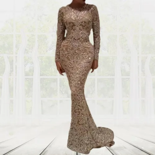 Sexy Long Sleeve Sequined Evening Dress Dresses SC204354