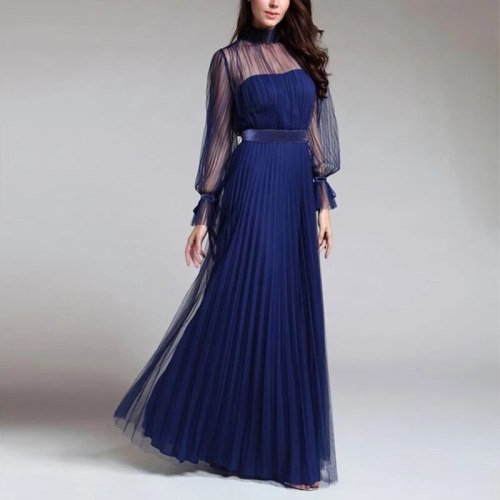 New Blue Temperament  Long Style Dresses SC203041