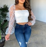 Fashion Women Ladies Long Sleeve Off Shoulder Cropped Tops J6129310