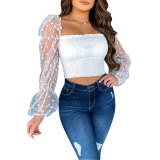 Fashion Women Ladies Long Sleeve Off Shoulder Cropped Tops J6129310