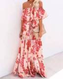 Women Summer Off Shoulder Gradient Tie Dye Print Dress Dresses Sc808192