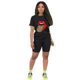 Women Crop Top + Biker Shorts Bodysuit Bodysuits ZTD-S-01829
