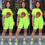 Women Crop Top + Biker Shorts Bodysuit Bodysuits ZTD-S-01829