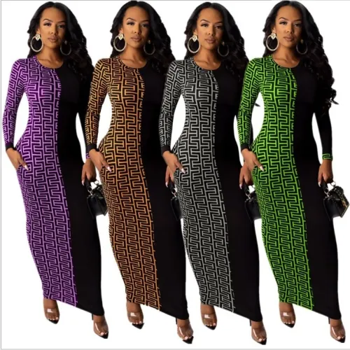 O Neck Long Sleeve Sexy Tight Club Party Lady Dresses J611829