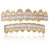 Men Square Gold Silver Color Teeth Top Bottom Grills 114051