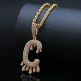Iced Out Initials Bubble Letters Necklaces & Pendant With Chains LN1904354
