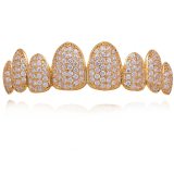 Micro Pave Iced Out Top Bottom Dental Mouth Caps Teeth Grills YXHT112334