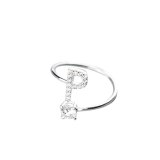 Women Opening 26 Letters With Rhinestone Crystal Finger Rings LR0800314