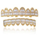 Men Square Gold Silver Color Teeth Top Bottom Grills 114051