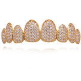 Micro Pave Iced Out Top Bottom Dental Mouth Caps Teeth Grills YXHT112334