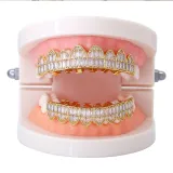 Men Square Gold Silver Color Teeth Top Bottom Grills 114051