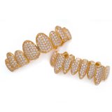 Micro Pave Iced Out Top Bottom Dental Mouth Caps Teeth Grills YXHT112334