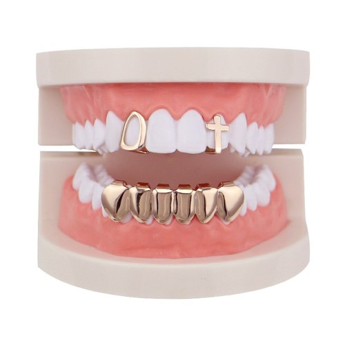 Factory Bottom Price Gold Color Mixed Design Fake Tooth Grills Set XHYT105061
