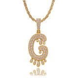 Iced Out Initials Bubble Letters Necklaces & Pendant With Chains LN1904354