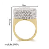 Mainlead Bling Full Rhinestone Hip Hop Wide Gold Color Finger Rings LR06029310