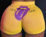 Women High Waist Bright Color Summer Funny Print Shorts Short