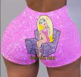 Women High Waist Bright Color Summer Funny Print Shorts Short