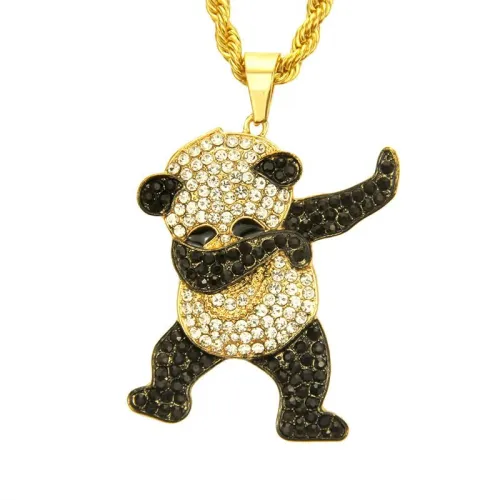 Hip Hop Dancing Funny Animal Panda Pendant With Chains Necklaces YJ10-556778