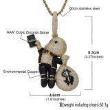 Hip Hop Boy Money Bag Pendants Wih Chains Necklaces BESDZ025465