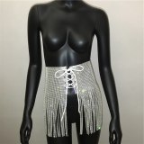 Sexy Women Silver Sequins Tassel Skirts