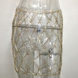 Silver Mesh Crystal Women Rhinestone Hollow Out Skirts ZJ0149510