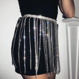High Waist Crystal Women Rhinestone Diamond Hip Tassel Skirts ZJ017283