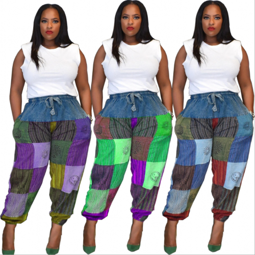 Women Patchwork Printing Pant Pants CQ090101