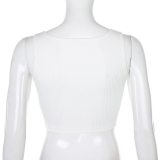 White Basic Women Sexy Camis Sport Short-length Tops B32536
