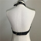 Women's Punk Metal Vest Leather Chest Chains ZJ005162
