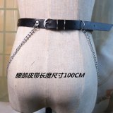 Women Fashion Punk Waist Faux Leather Rock Belt With Metal Chains ZJ007889