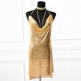 Women Sexy Gold Backless Dress Sleeveless Party dresses ZJ014152